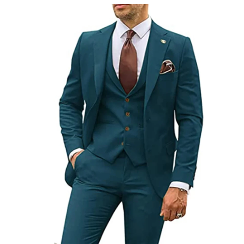 

Men Suits Business Casual Groom Tuxedos Party Suit Notched Lapel 3 Piece （Blazer + Vest + Pants）Slim Fit Costume Homme