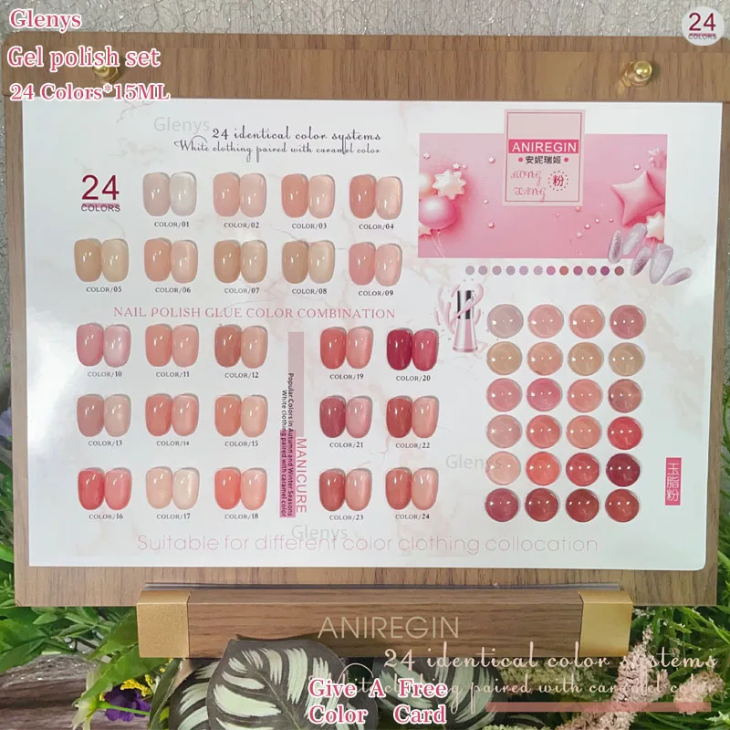 Glenys 24 warna jade kulit cat kuku gel net merah populer baru semi permanen celup gel salon kuku seni pernis set 15ml