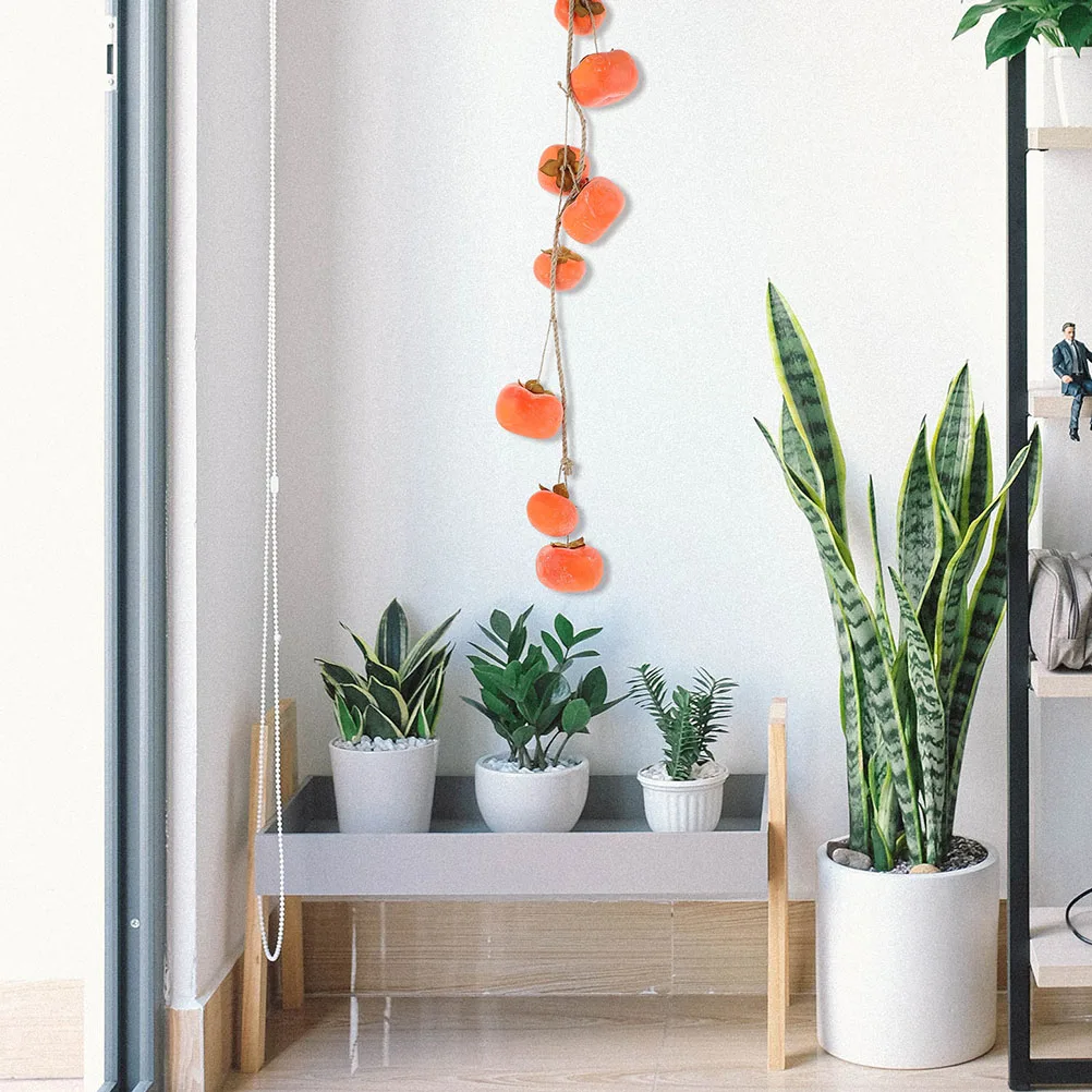 

2 Strings Artificial Plants Faux Fruit Decor Realistic Plastic Pendants Persimmon Decor Indoor Outdoor Thanksgiving Halloween
