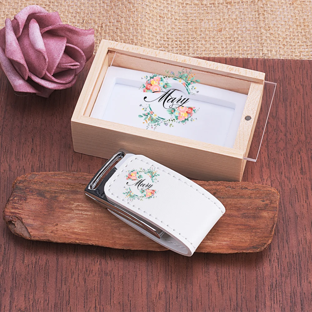 صندوق هدايا ملون مخصص USB 3.0 محرك فلاش القدرة الحقيقية محرك القلم الخشبي الزفاف مخصص الذاكرة عصا 64 جيجابايت/32 جيجابايت/16 جيجابايت/8 جرام U القرص