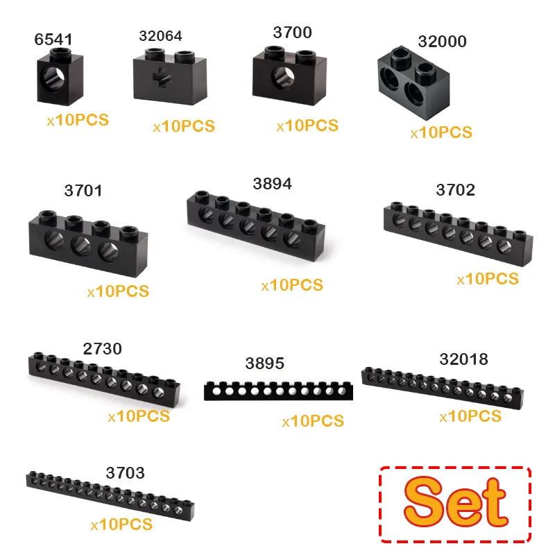 MOC 3894/2730 Technology Building Blocks Parts 1x16/1x2/1x8/1x14 Hole Beam Puzzle Assembly Toys Model Bricks DIY Accessories