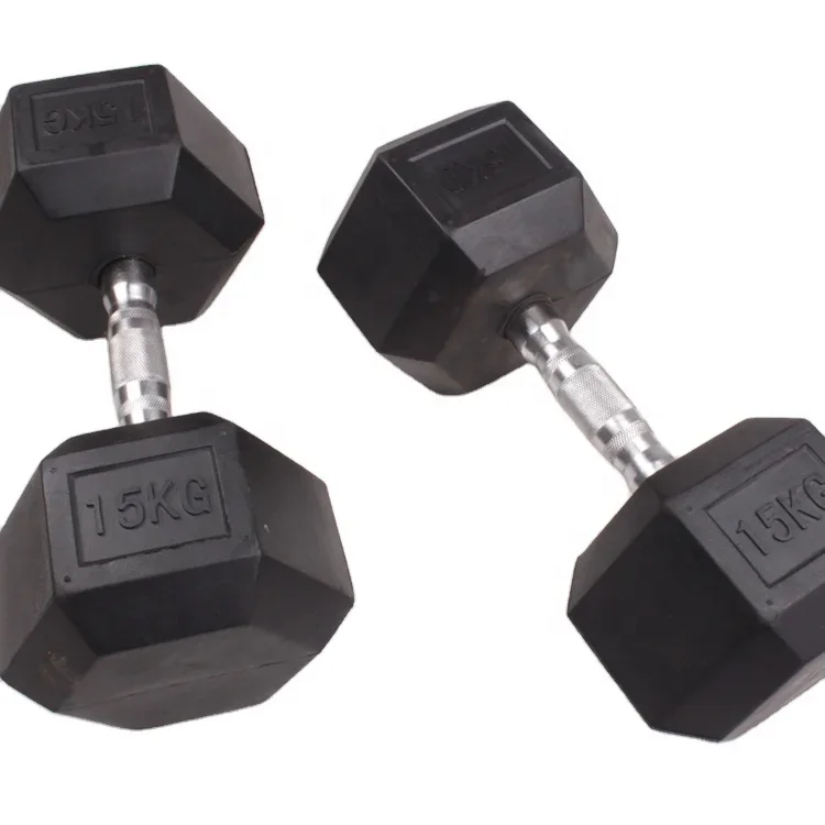 New Product Wholesale Rubber Coated Hex Dumbbells With Straight Handle Durable Sporting Goods Hex Dumbbells