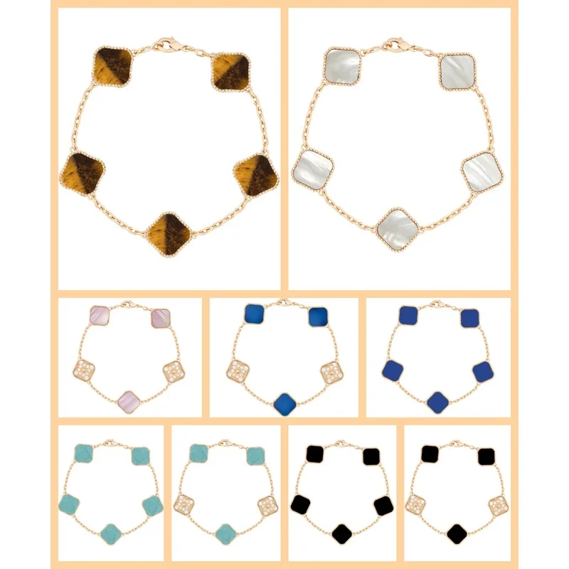 Hot-Selling 925 Silver High-Quality Clover Bracelet Luxury Advanced Flower Shell Enamel Bracelet For Man And Women Jewelry