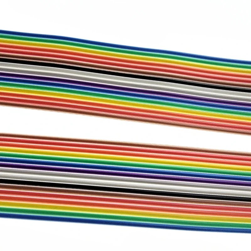 

1Meter 1.27mm Pitch 6/8/10/12/14/16/18/20/26/30/40 Pin Rainbow Flat Ribbon Cable DuPont Wire 28AWG For 2.54mm IDC Connector