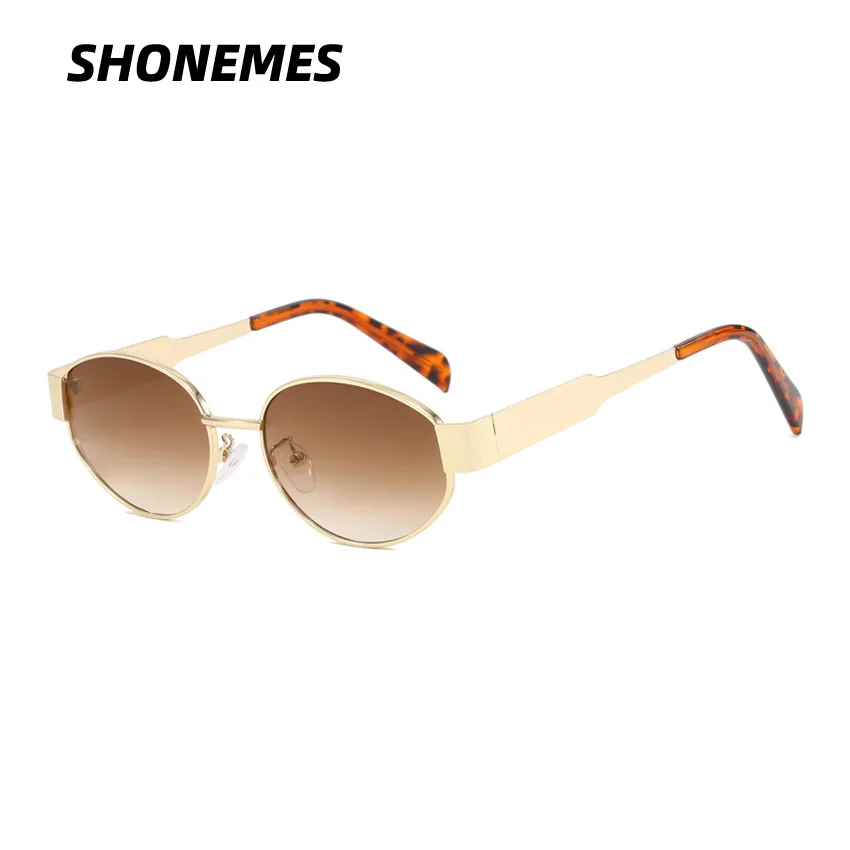

Овальные солнцезащитные очки SHONEMES, винтажные женские солнцезащитные очки в металлической оправе, уличные солнцезащитные очки UV400, коричневые, черные, зеленые для женщин