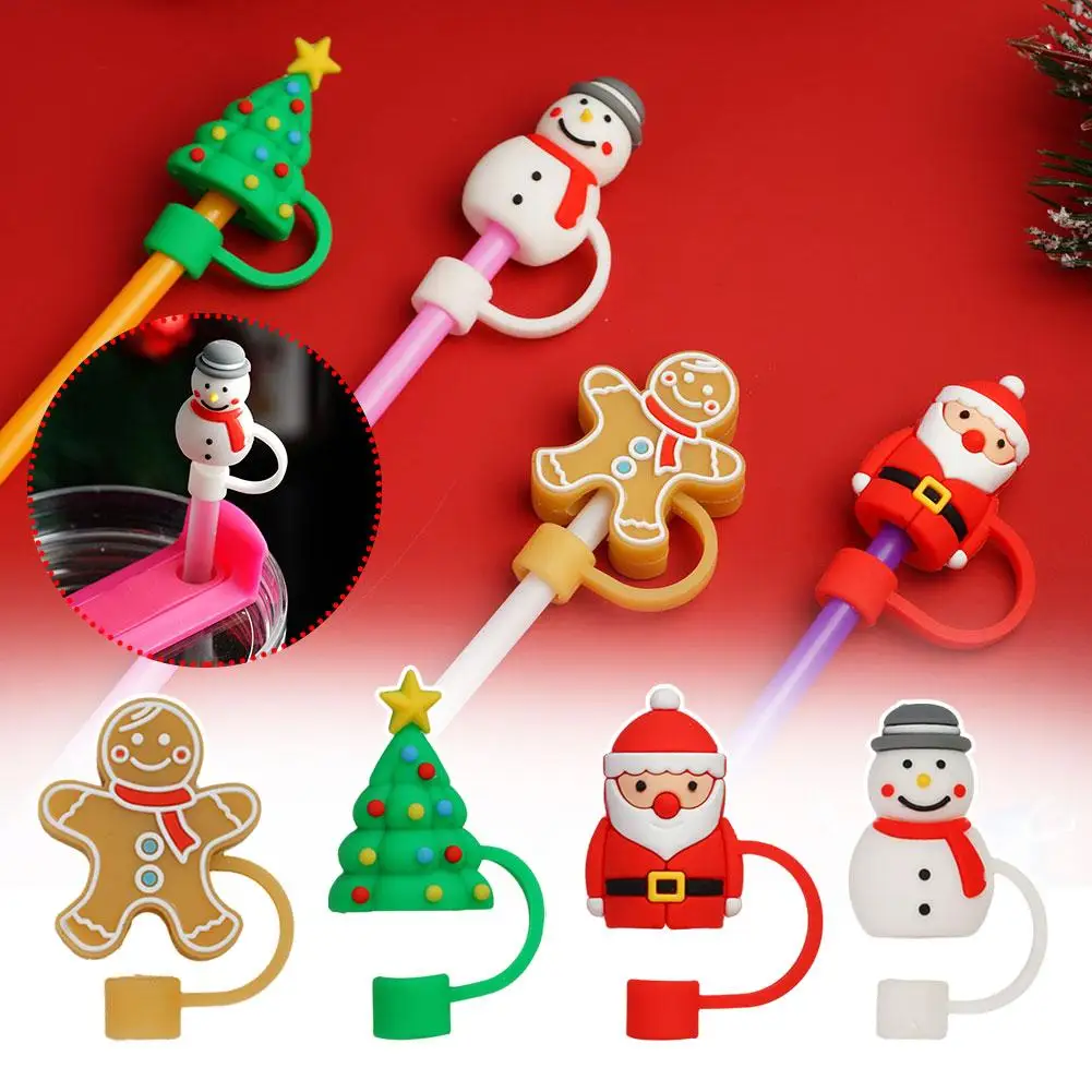 1Pcs Shot Straw Dust Cap Cover Reusable Covers Tips Cute Christmas Decorations Protector Topper W6B1