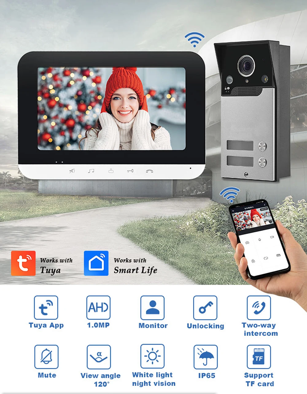 Tuya-sistema de intercomunicación para puerta y teléfono, monitor de 7 pulgadas con WiFi, 2/3/4, timbre IR, cámara impermeable, Control de acceso