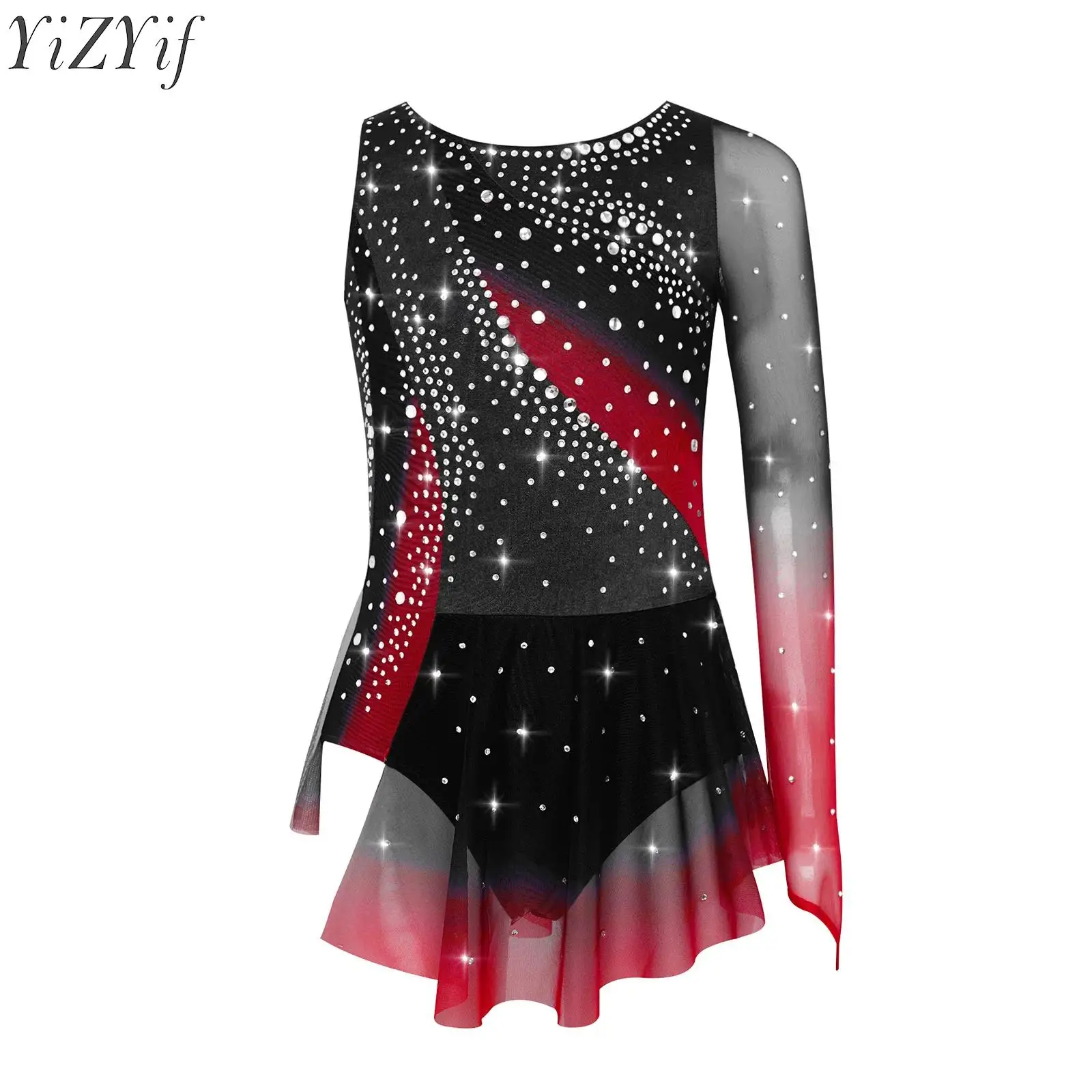 

Kids Girls Figure Ice Skating Dance Dress Ballerina Princess Costume Rhinestones Ballet Lyrical Modern Contemporary Dancewear