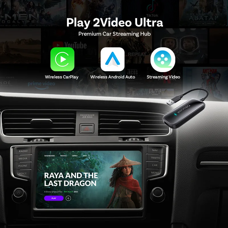 Ottocast New Faster Wireless Carplay Adapter Android Auto Box For Cars Dual BT Multimedia Box For Car Media High Performance