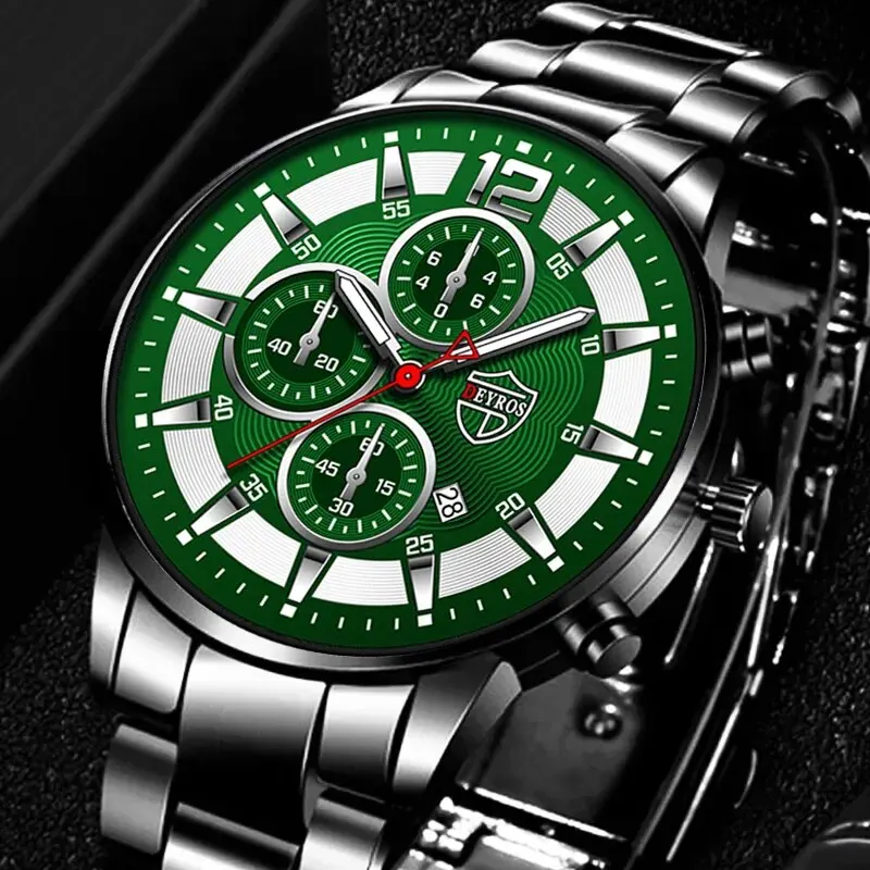 Fashion Men Stainless Steel Watch Luxury Calendar Quartz Wrist Watch Mens Business Watches for Man Luminous Clock