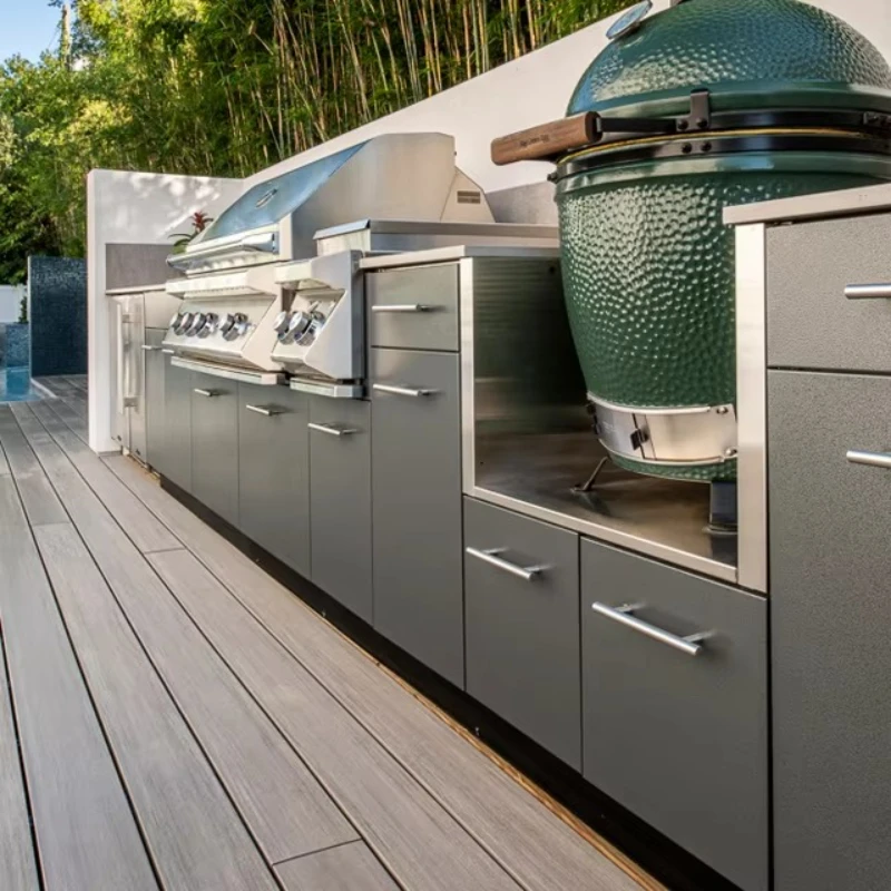 

Outdoor kitchen with barbecue waterproof stainless steel kitchen cabinet
