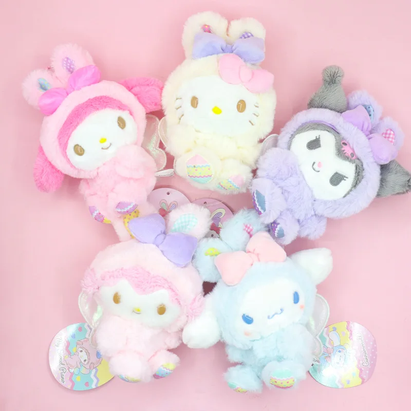 ตุ๊กตาคาวาอิ Sanrio Hello Kitty, ตุ๊กตาอะนิเมะ Kuromi 30cm เมโลดี้ plushie Cinnamoroll ของตกแต่งห้องของเล่นของขวัญอีสเตอร์สำหรับเด็กผู้หญิง