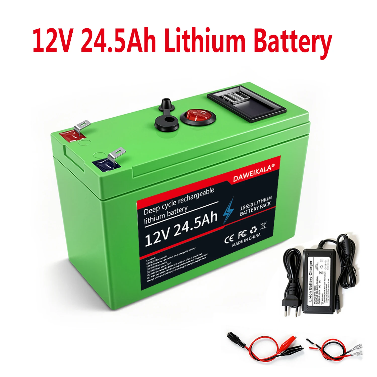 

Аккумулятор 24.5AH 12V с зарядным устройством 12.6V 3A, перезаряжаемая литий-ионная батарея для детских электромобилей, светодиодная подсветка