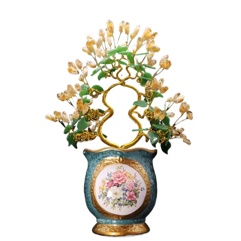 Hadiah dekorasi keberuntungan ruang tamu toko pohon keberuntungan citrine alami