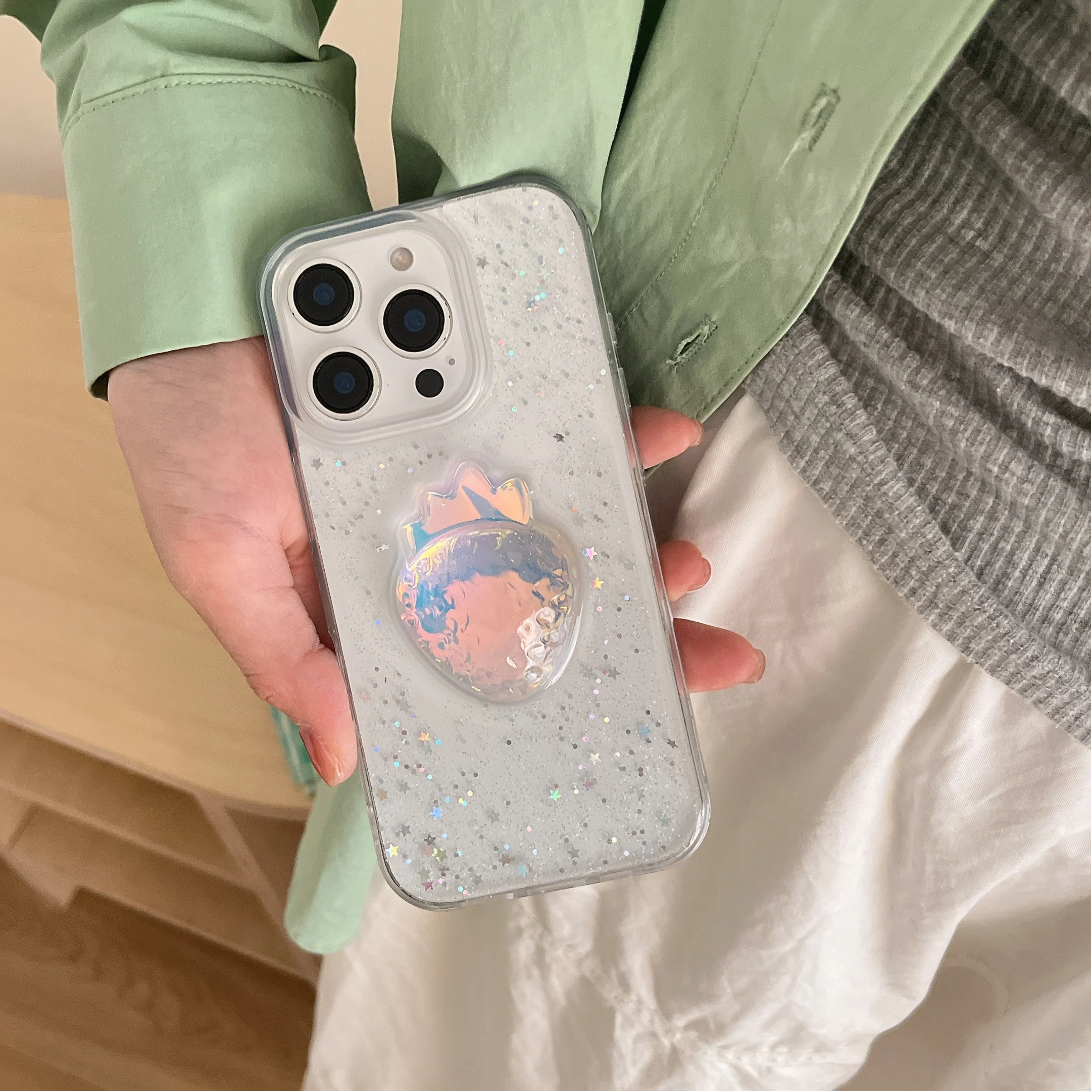 3D schöne Glitzer-Erdbeer-Handyhülle für iPhone 16, Pro Max 15 14 13, Rückseite, Geschenk