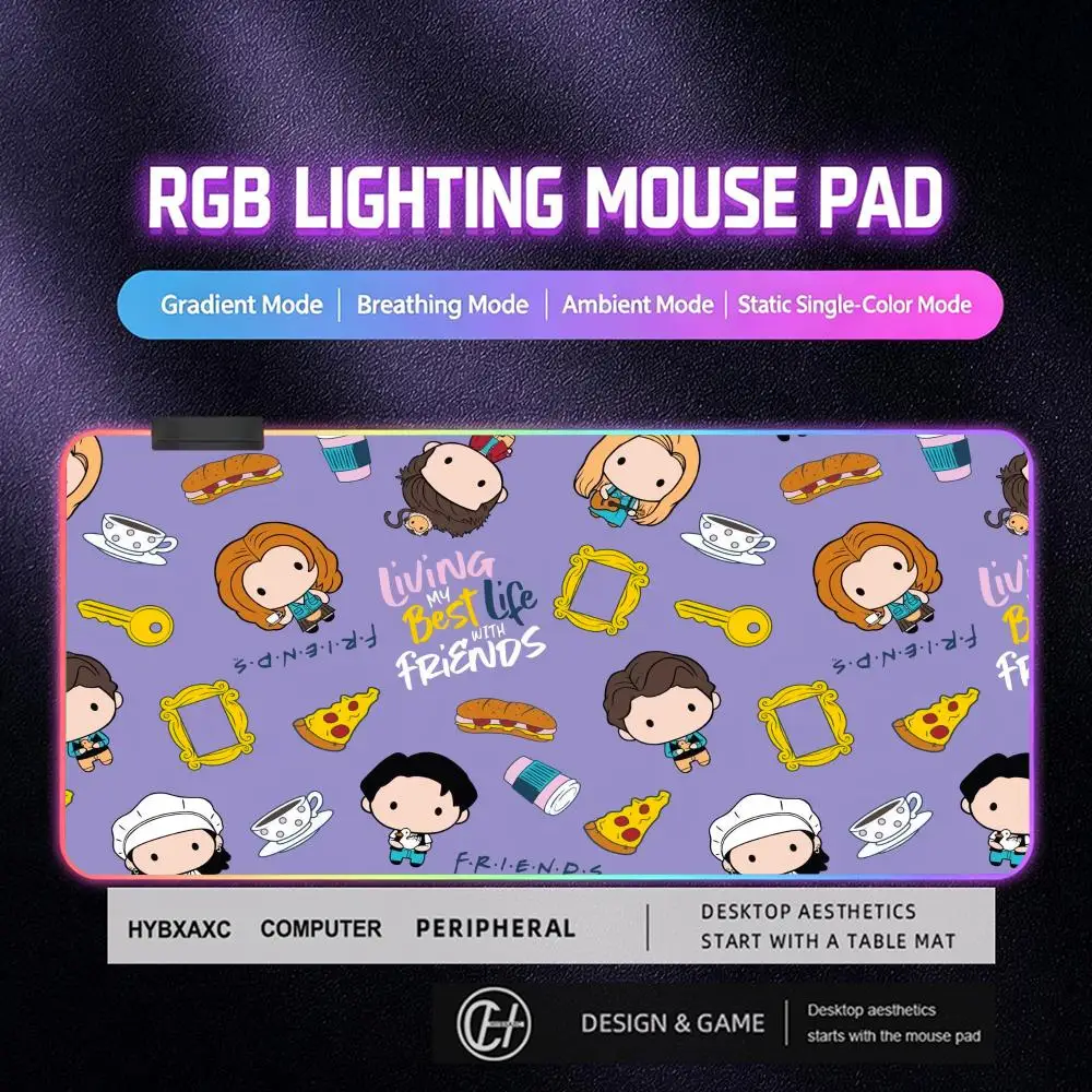 HYBXAXC Mouse Pad RGB Gaming Mouse Pad Desk Mat HD Gamer Large LED Light XXL 400X900MM TV F-Friends RGB Mouse Pad