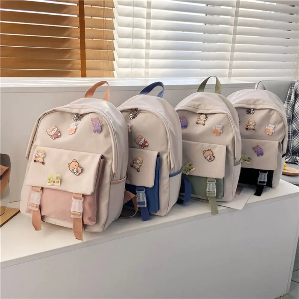 Large Capacity Large Capacity Backpack Korean Style Multi Pockets Casual Shoulder Bag Handbag Cartoon Korean Style School Bag