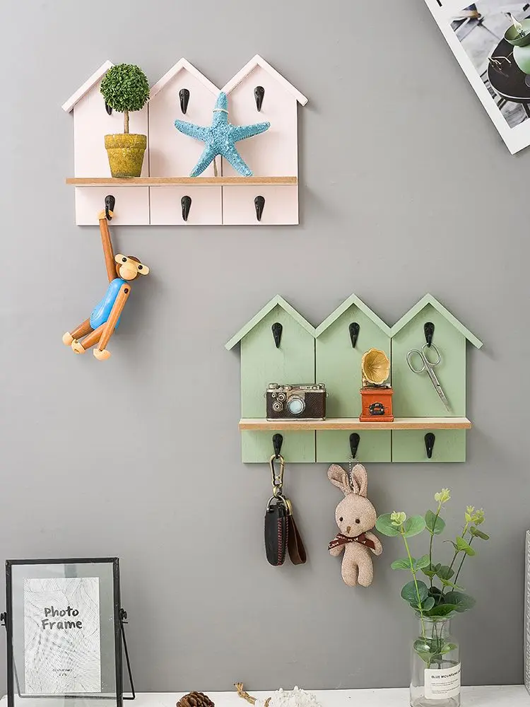 Key Hook Nordic Style Storage Wall Hanging Key Living Room Entrance Hallway Non-Punch Hook Nursery Decor