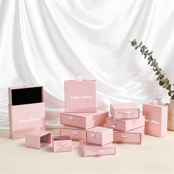 50Pcs Personalized Jewlery Paper Drawer Box For Rings Earrings Bracelet Pendant Necklace Packaging Travel Gift Display Organizer