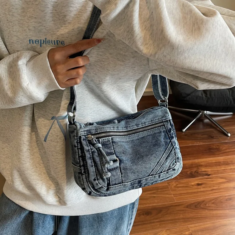 

2025 Retro Crossbody Bag New Denim Large Capacity Fashion Unisex Shoulder Bag Trendy Small Niche Messenger Purse