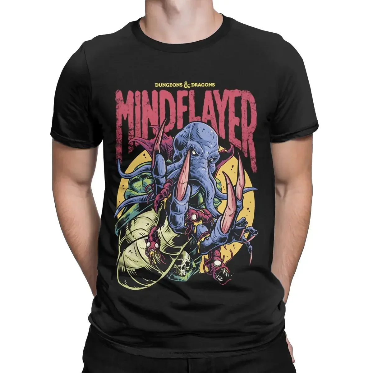 DnD Mind Flayer Portrait T-Shirt Men Game Novelty 100% Cotton Tee Shirt Crew Neck Short Sleeve T Shirts 6XL Clothing