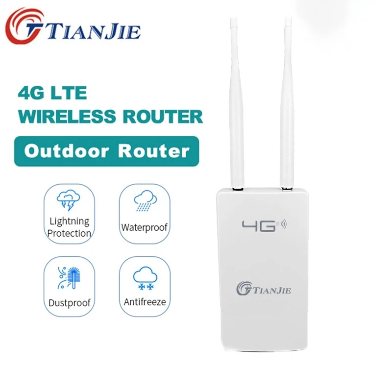 TIANJIE 4G Wifi Router SIM Card Wireless Modem Outerdoor Hotspot External Antenna Waterproof Hotspot CPE Adapter for IP Camera