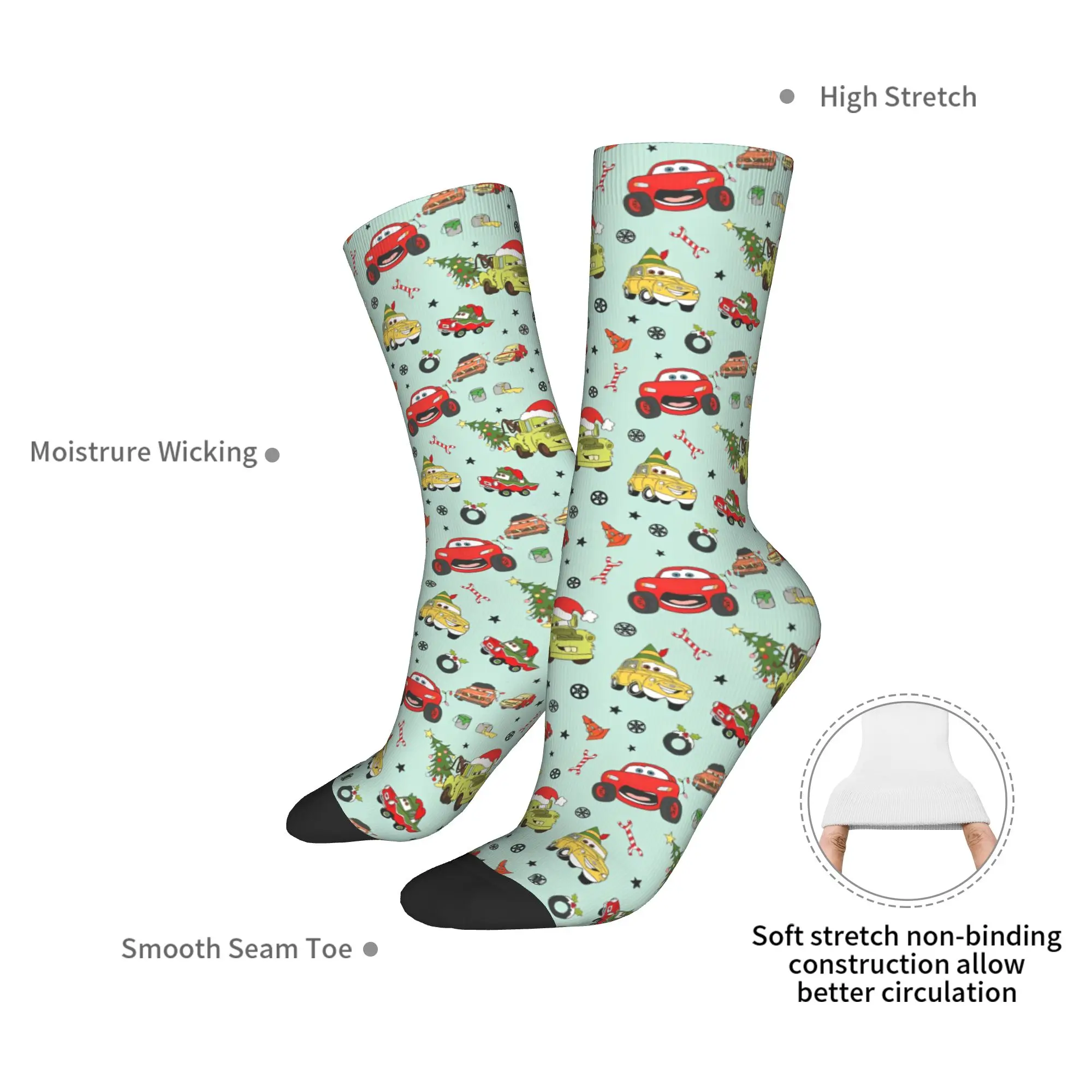 Heureux drôle hommes chaussettes Harajuku voitures foudre McQueen chaussette Polyester haute qualité femmes chaussettes printemps été automne hiver