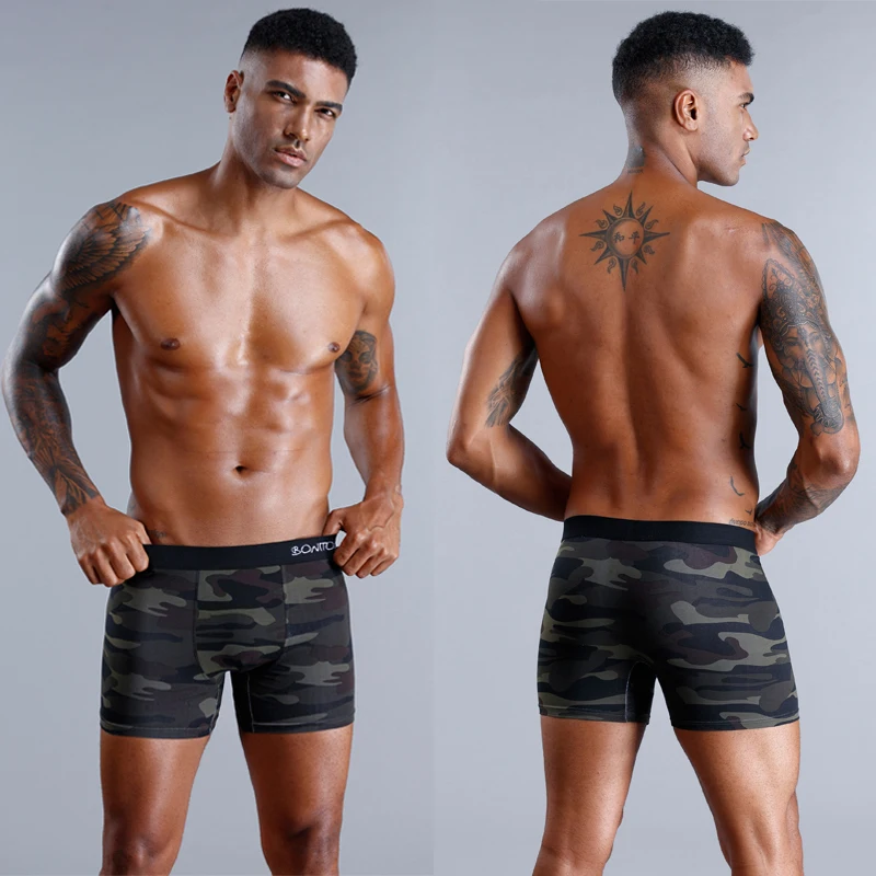 4pcs Cotton Boxers For Man Underwear Sexy Print Men\'s Panties Plus Size Brands Camouflage Mens Underpants Shorts