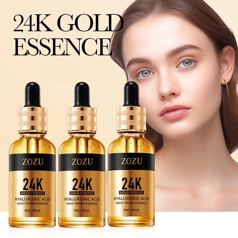 

3pcs 24K Gold Hyaluronic Acid Serum Facial Essence Moisturizing Hydrating Anti-aging Wrinkle Face Serum Facial Skin Care
