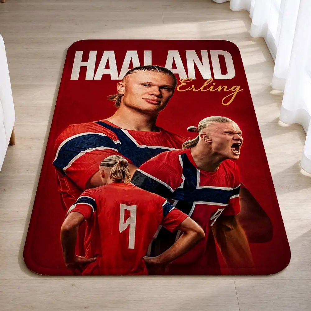 Norwegian E-Erling Haaland-NO9 Short Plush Bathroom Door Mat, Hallway Decor Rug, Home Entry Welcome Floor Mat