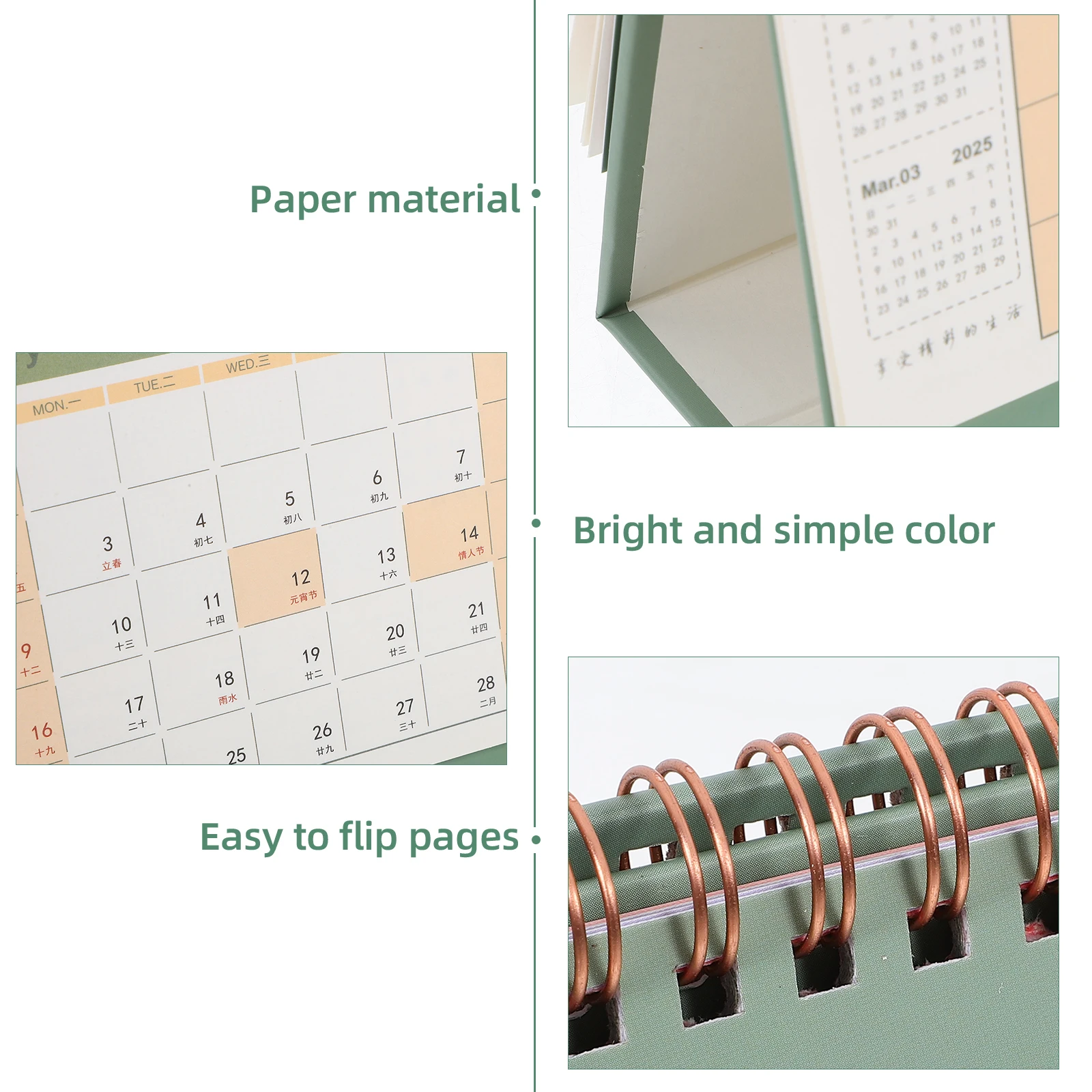 

Gold Stamping Desk Calendar 2025 Minimalist Table Monthly Planner Household Office Decor Thick Paper Metal Binding