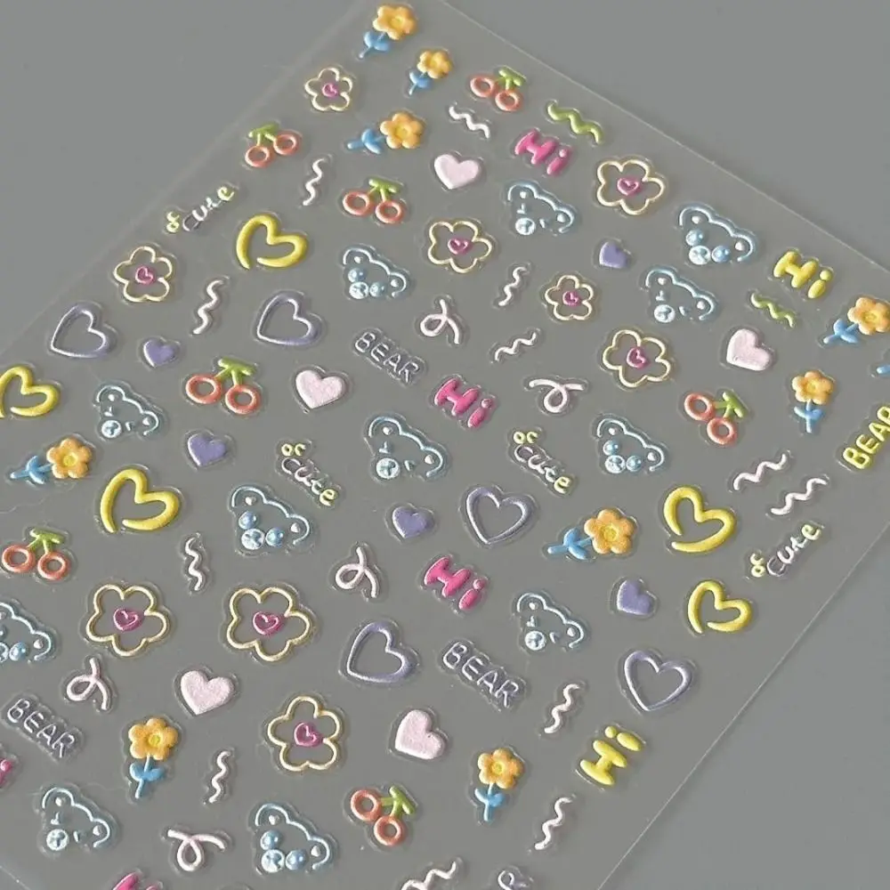 Urocze naklejki na paznokcie 2025, miękkie, tłoczone, z motywami z kreskówek, samoprzylepne, wielofunkcyjne naklejki do zdobienia paznokci.