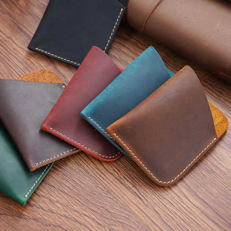 1-teilige tragbare Geldtasche aus Leder, handgenäht, Vintage-Geldbörse aus Rindsleder, Kartenhalter, Organizer