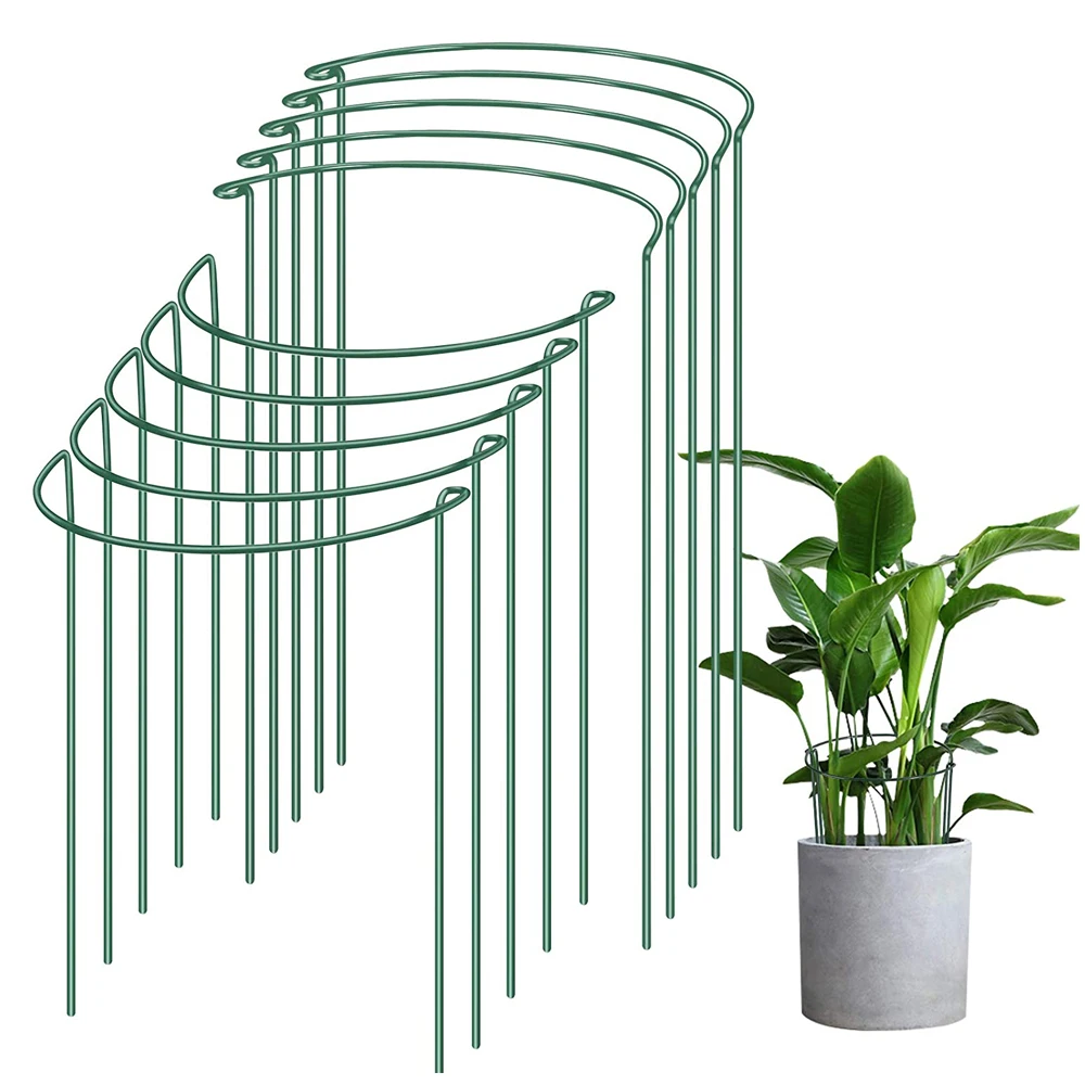 Paquete de 10 estacas de Metal para plantas, soporte de peonía para jardín, anillo de soporte para plantas, tomate, rosa, flores, vid, plantas de