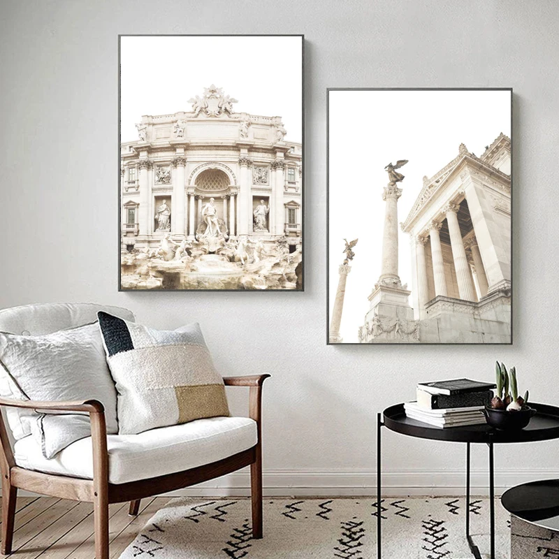 Retro Italy Rome Acient Architecture Leaning Tower of Pisa Coliseum City Travel Poster And Prints Wall Art Pictures Home Decor