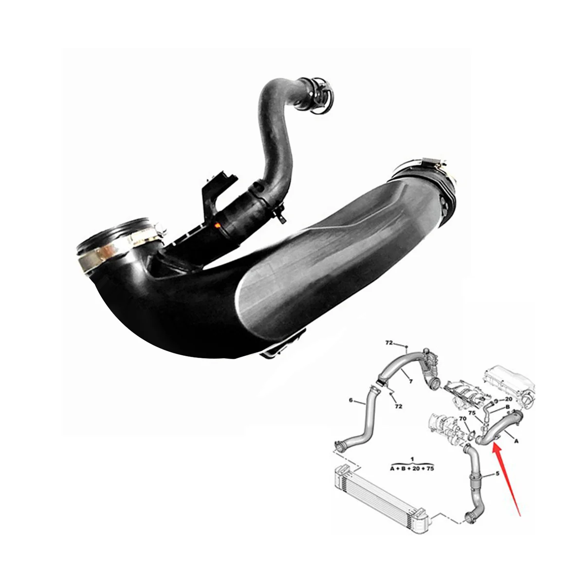 1440S4 Turbocharged Intake Pipe Auto Parts Are Suitable for Peugeot 208/308 Citroen DS4/DS5/DS6