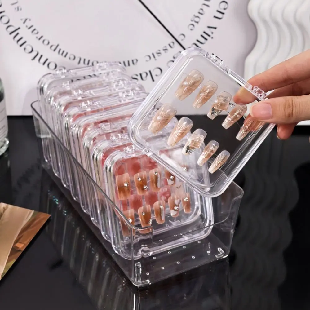 

12Pcs/Set Transparent Nail Storage Box Set Acrylic with Organizer Box Wear Nail Organizer Dustproof False Nails Display