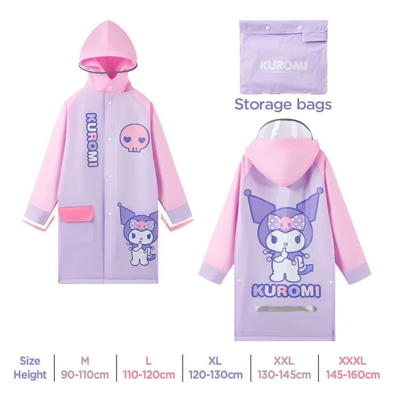 Japanese Amine Raincoat Stay Dry & Comfy in the Rain Outdoor Walking Cycling Kids Poncho Hooded Jacket for Girls & Boys