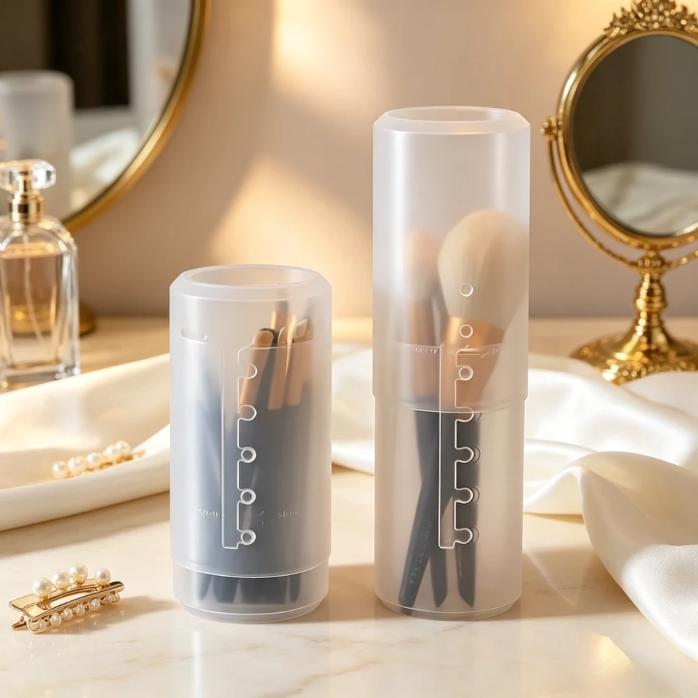 1/2pcs Adjustable Makeup Brush Cleaner Rinser Clear Plastic Makeup Brush Holder Drying Rack Cosmetic Brushes Vanity Organizer