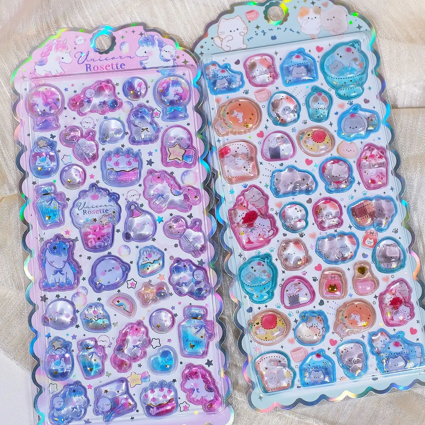 1 ud./4 Uds. Pegatinas en relieve 3D con forma de unicornio y gatos dulces de dibujos animados para álbum de recortes Diy, adhesivo de papelería para diario, pegatinas bonitas para decoración