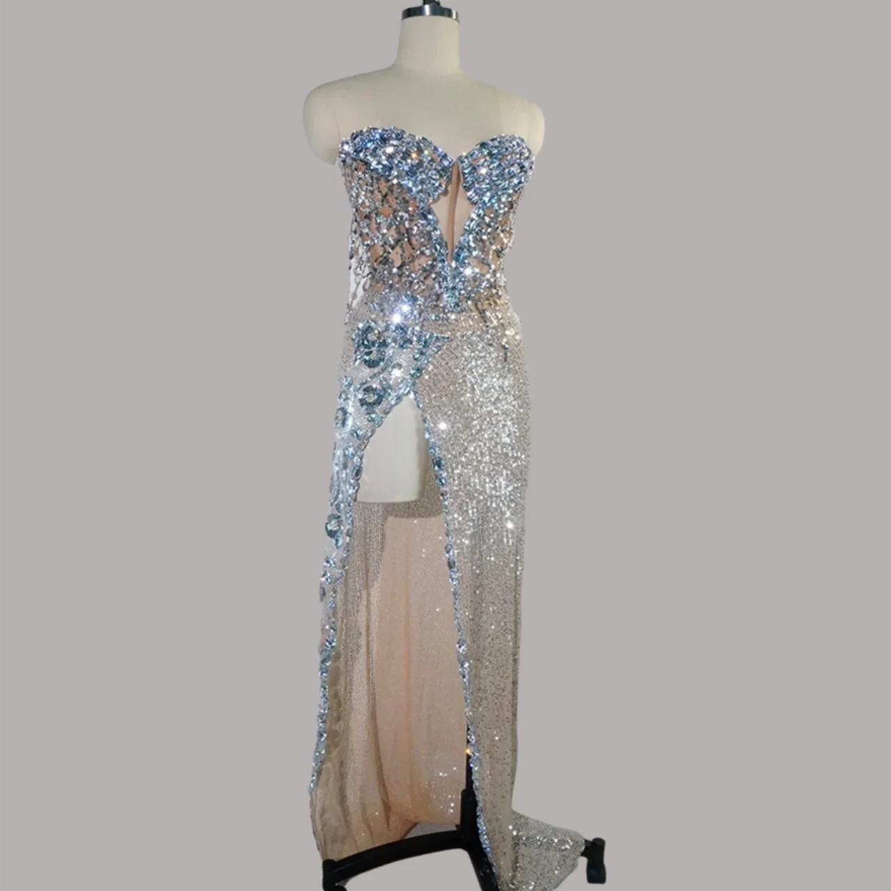 

Женский сексуальный дизайн с блестками, плащ, длинное платье, блестящая прозрачная одежда для сценического шоу, праздничный клубный костюм певицы, бара, вечеринки