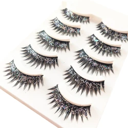 5Pair False Eyelashes Glitter Thick 3D Crossing Natural Long Fashion Lashes Makeup Tools