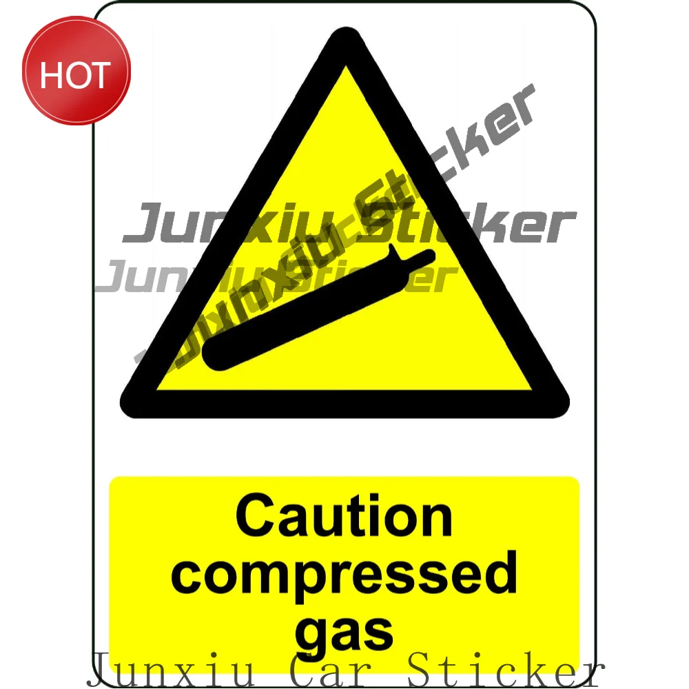 Caution Compressed Gas PVC Sticker For Storage Area Doors And Equipment Enclosures Workplace Hazard Awareness Decal