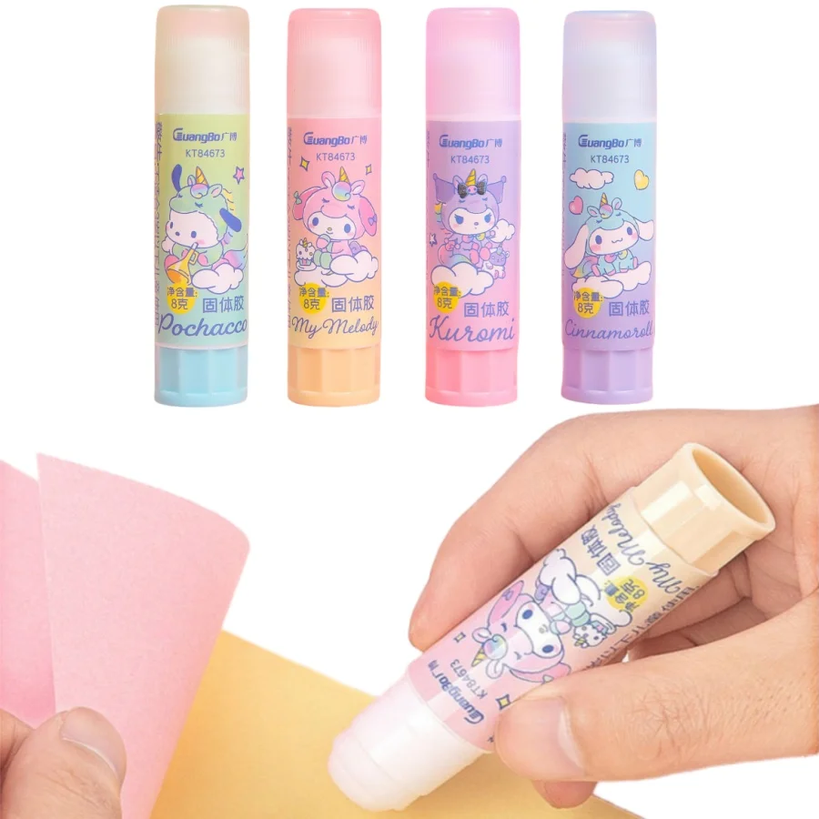 1/4pcs My Melody Kuromi Cinnamoroll Hello High Kitty Strength Adhesive Glue Stick Cute DIY Craft Solid Glue