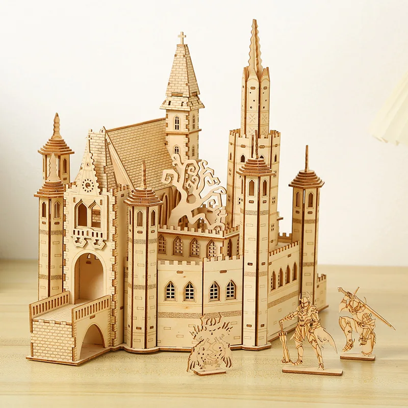 3D Puzzles Lost Castle Wooden Assembly Model Kit Handmade Toys model building kits wood DIY Assembly Jigsaw Toy for Kids Adults