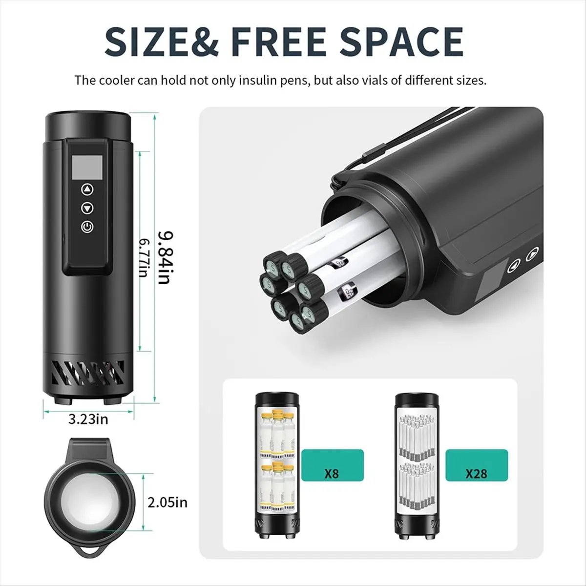 N14R Top Insulin Cooler Travel Case , USB Charger Diabetic Care Medication Cooler for Travel, Portable Car Refrigerator