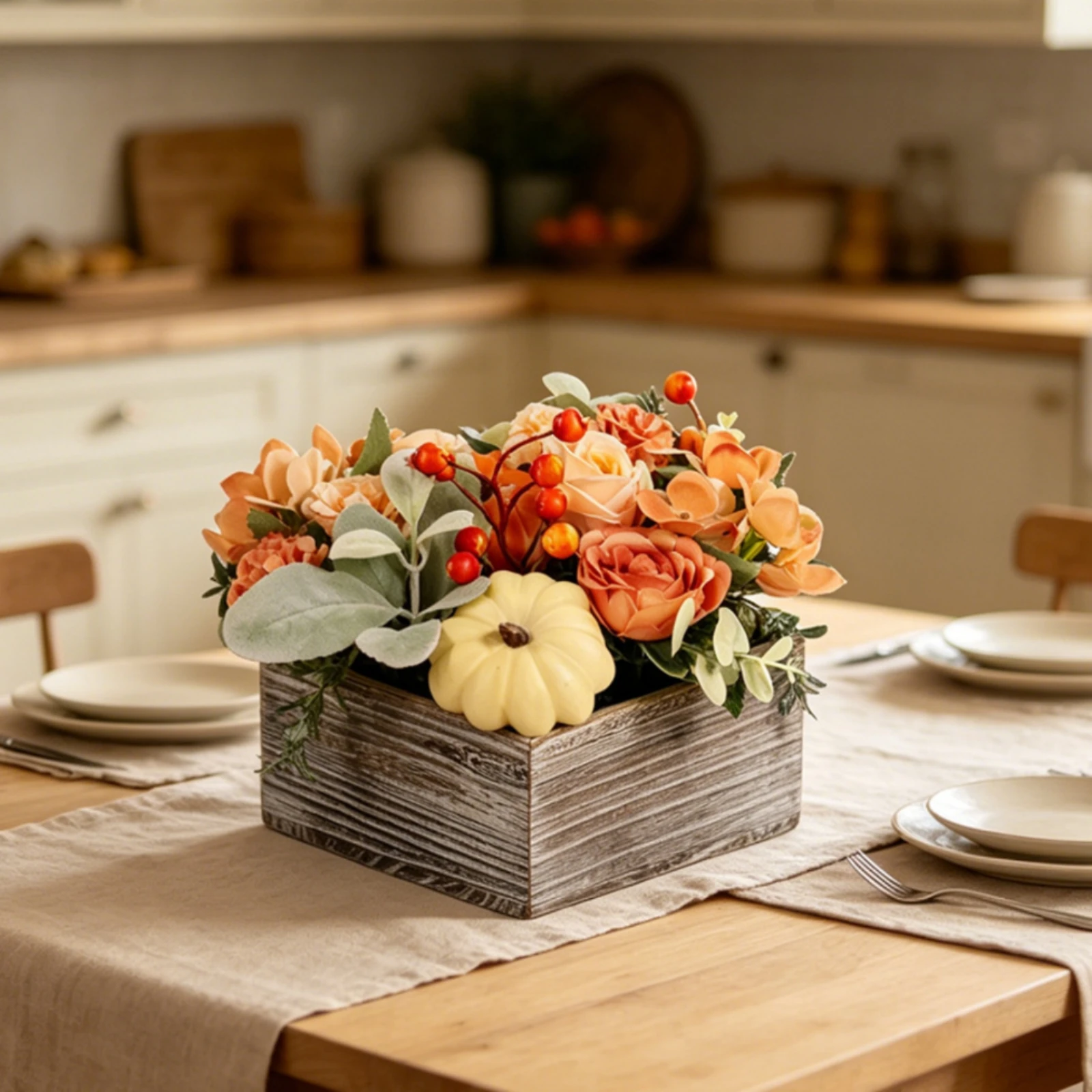 Flower Arrangement with Wooden - Home Decor Vase With Flowers 评论和价格