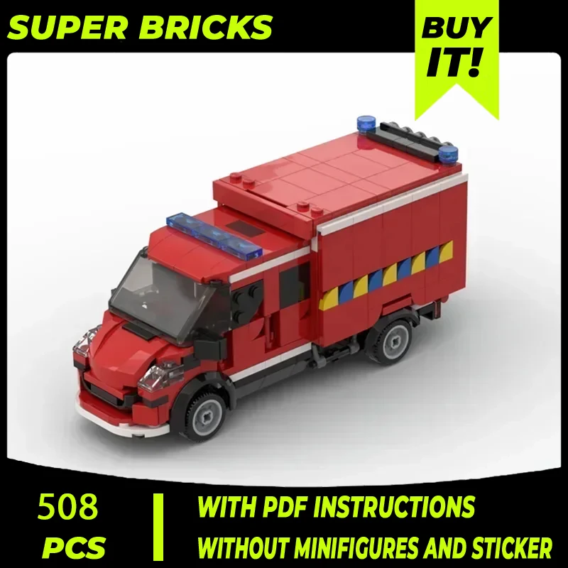 City Car Model Moc Building Bricks Belgian Iveco Fire Truck Technology Modular Blocks Gifts Christmas Toys DIY Sets Assembly