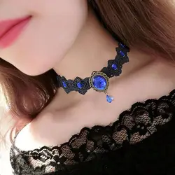 Punk Gothic Lace Crystal Chokers Victorian Clavicle Chain Jewelry Necklaces Fashion Accessories