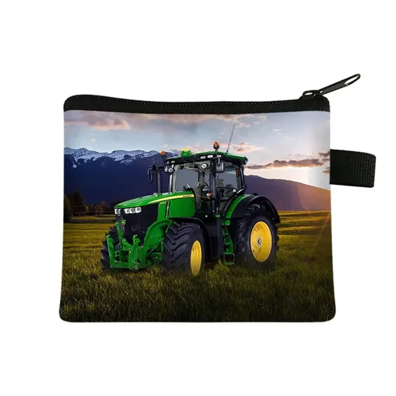 Tractor Print Coin Purse Storage Bag - close-up view
